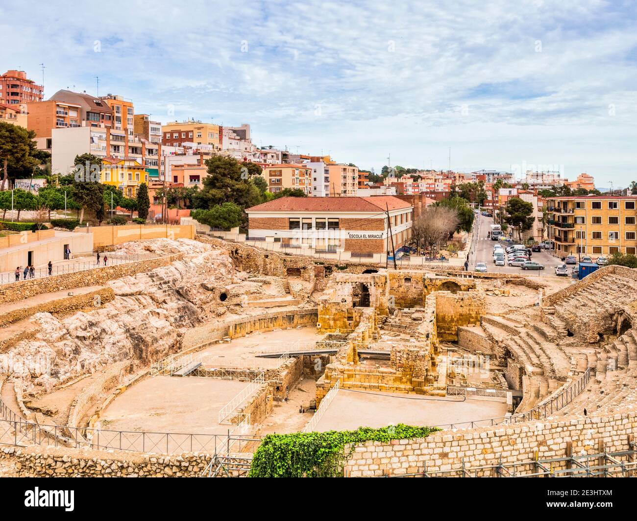 5 March 2020: Tarragona, Spain - The Roman Amphitheatre in Tarragona in Spring. Stock Photo