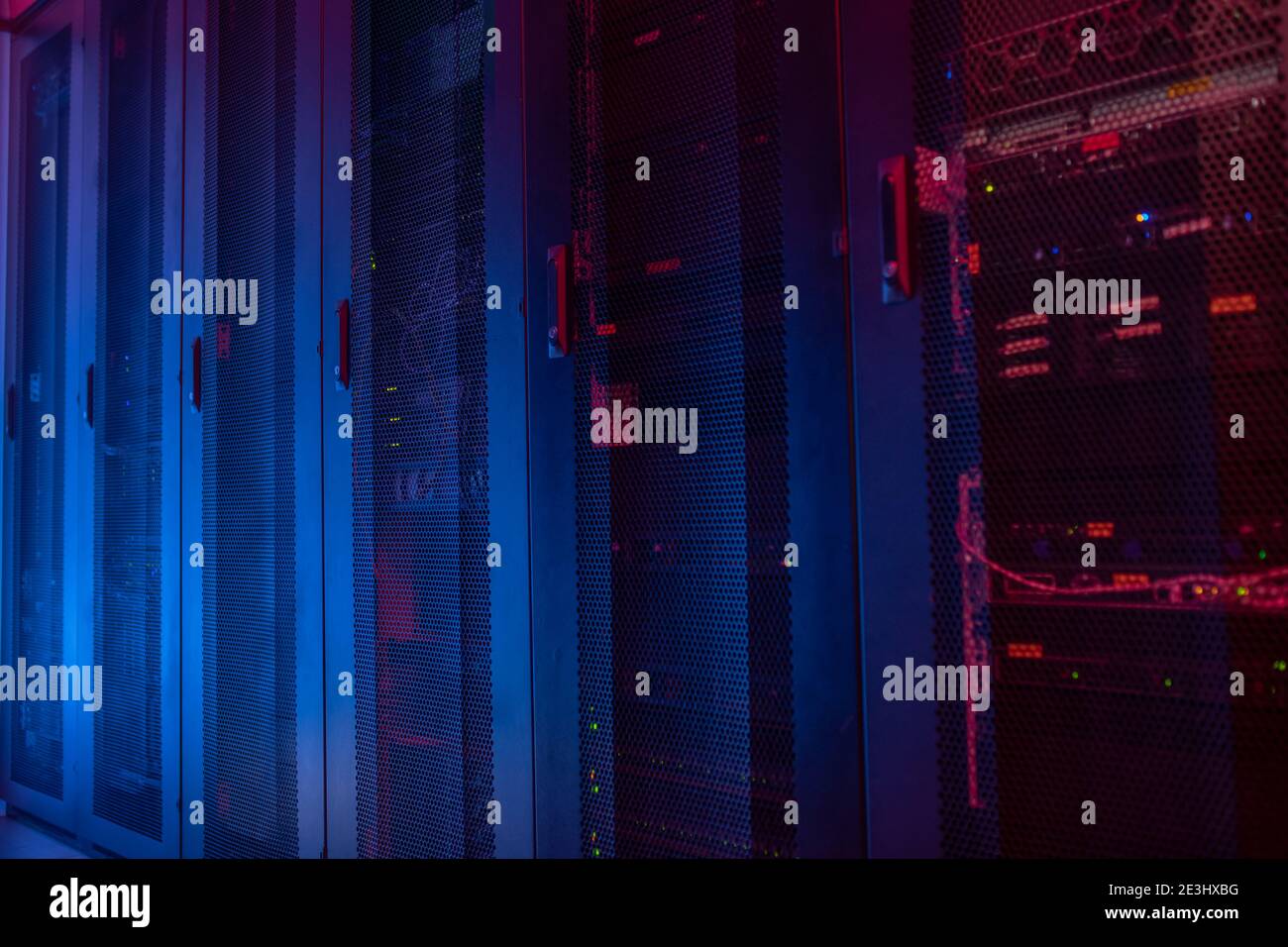 Indoor rack server with blue backlight Stock Photo Alamy