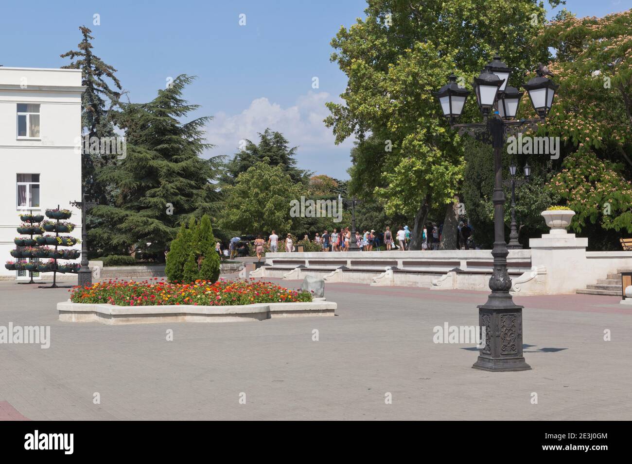 Sevastopol, Crimea, Russia - July 26, 2020: Landscape with a lantern on Primorsky Boulevard in the city of Sevastopol, Crimea Stock Photo