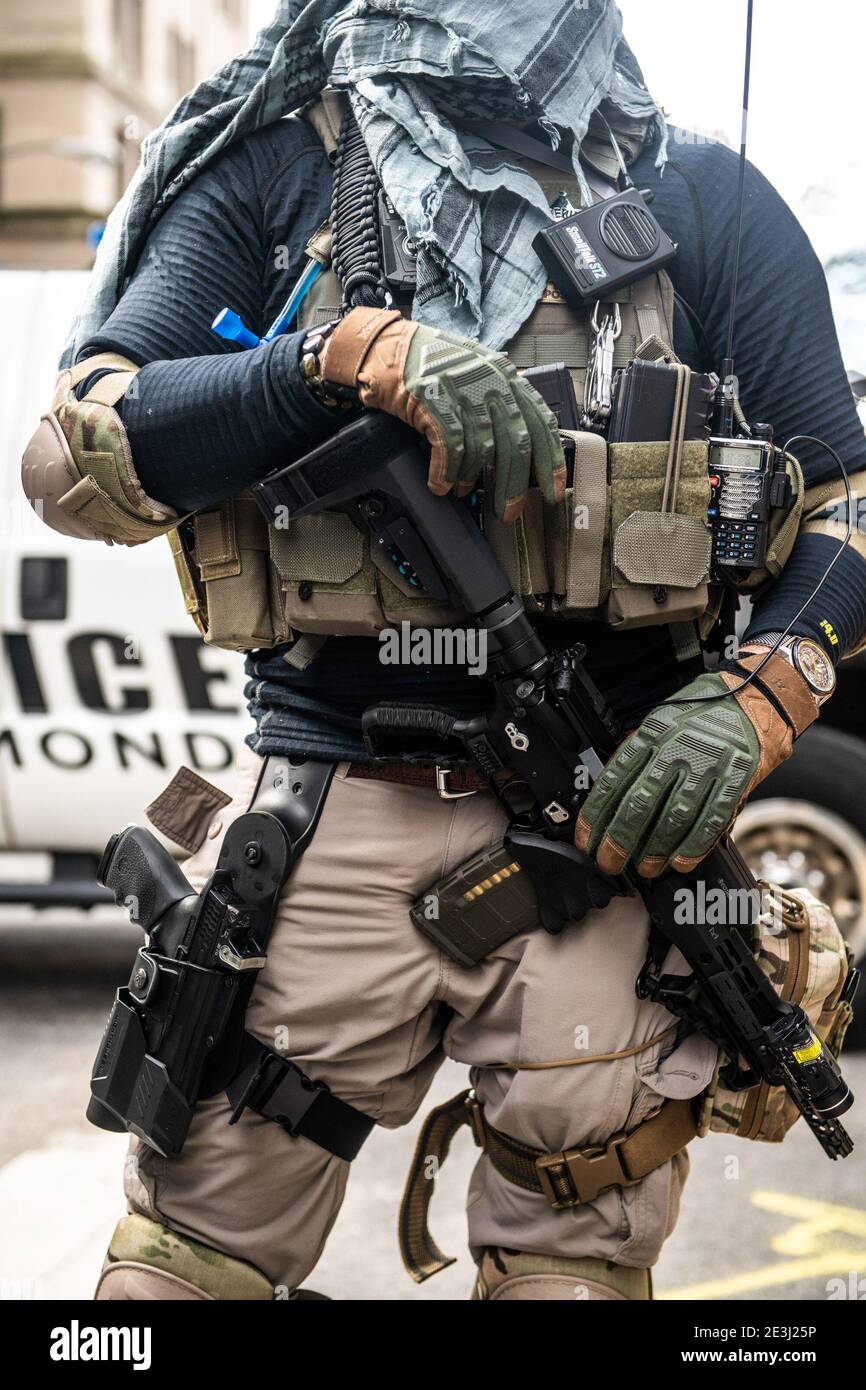 Virginia Second Amendment Rally RICHMOND, VIRGINIA, JANUARY 18- Armed Protestors attend a second ...
