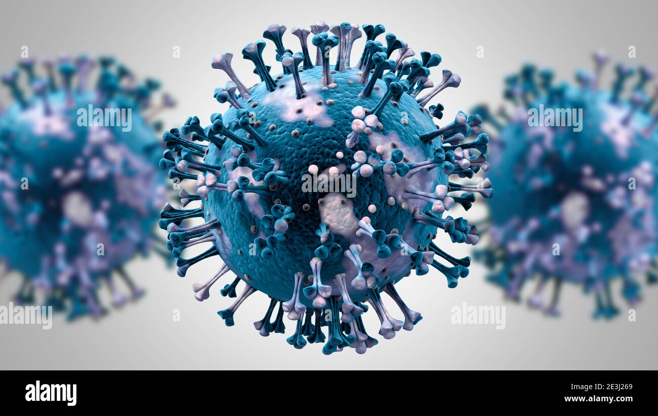 Coronavirus Sars Ncov Covid-19 conceptual 3d illustration of new mutated strain Stock Photo