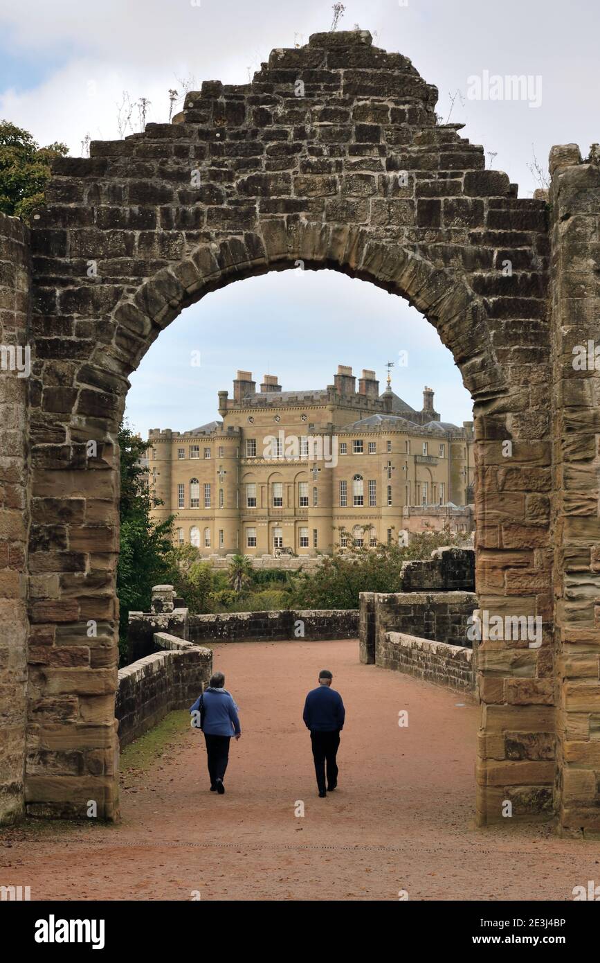 Entrance archway over road leading to Culzean Castle, former home of the Marquess of Ailsa, in Ayrshire, Scotland, UK, Europe Stock Photo