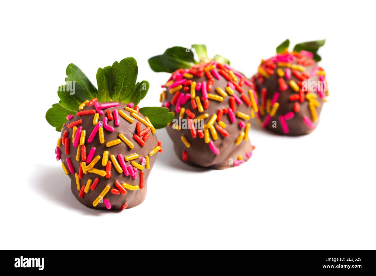 Chocolate Covered Strawberries with Sprinkles Isolated on a White Background Stock Photo Alamy