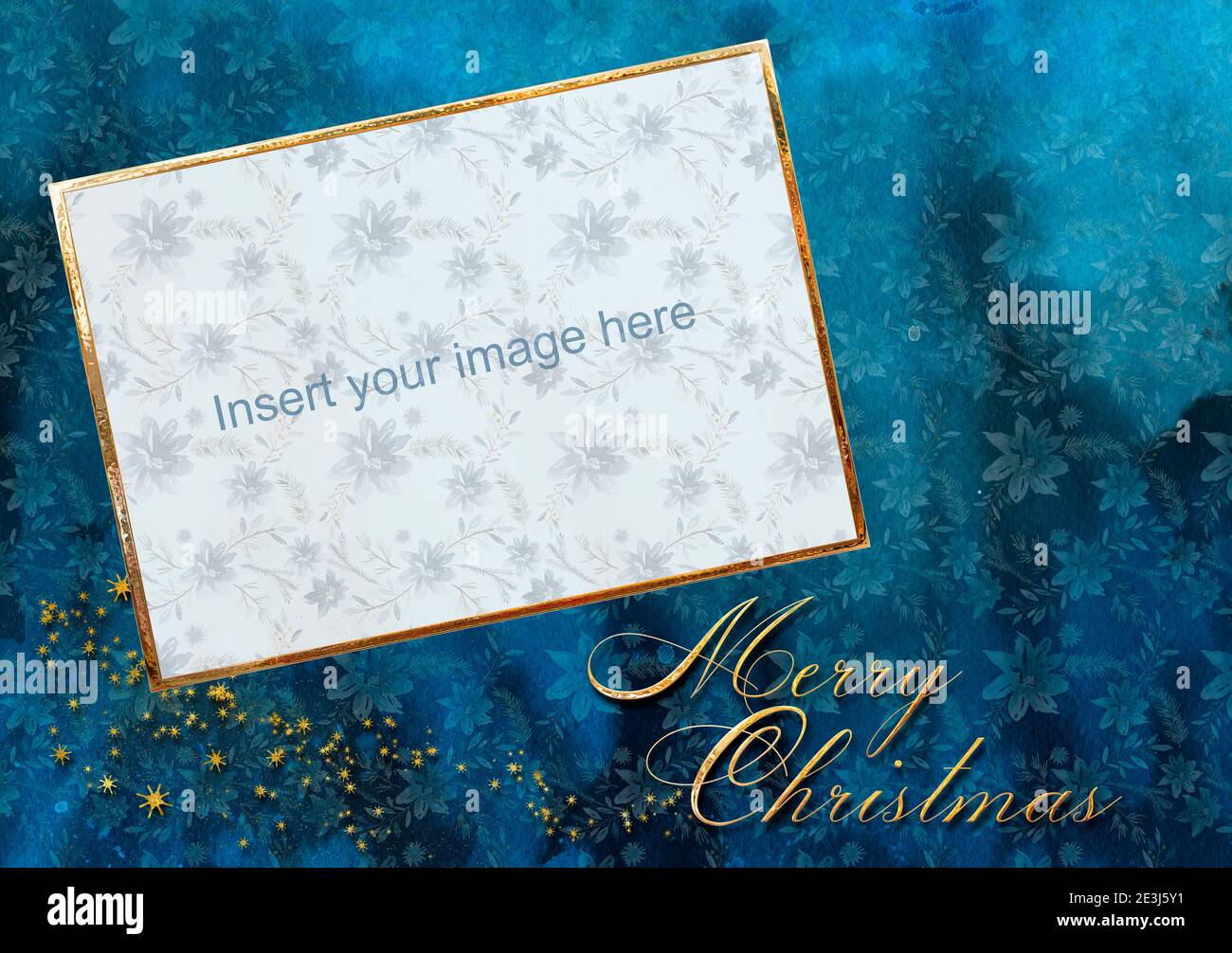 CHRISTMAS CARD LAYOUT:  Insert your own image Stock Photo