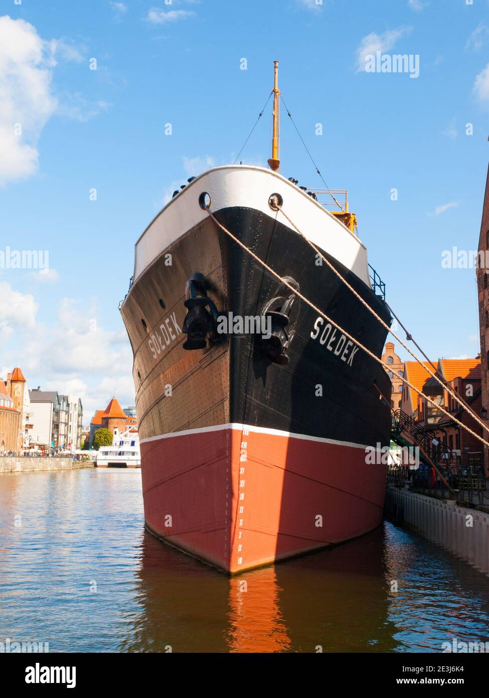 Front view of SS Soldek on Motlawa river in Gdansk, Poland Stock Photo