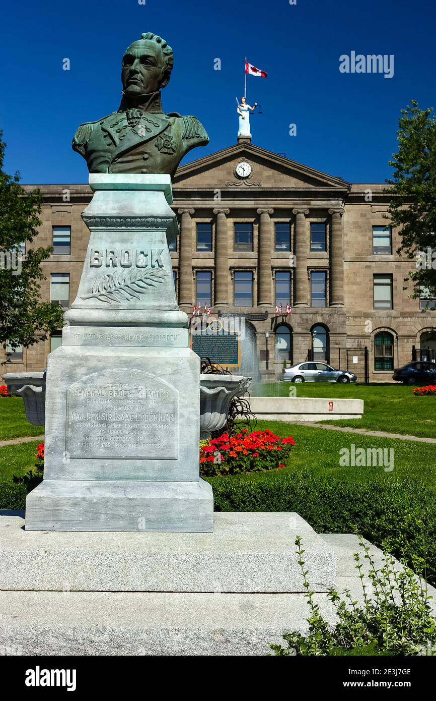 General Isaac Brock Monument. The Leeds and Grenville County Court House Brockville Ontario Canada Stock Photo