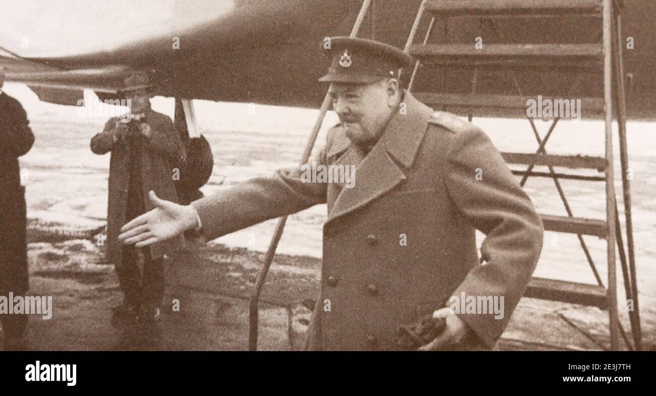 Arrival of Winston Churchill at the Saki military airfield in Crimea on February 3, 1945. Stock Photo
