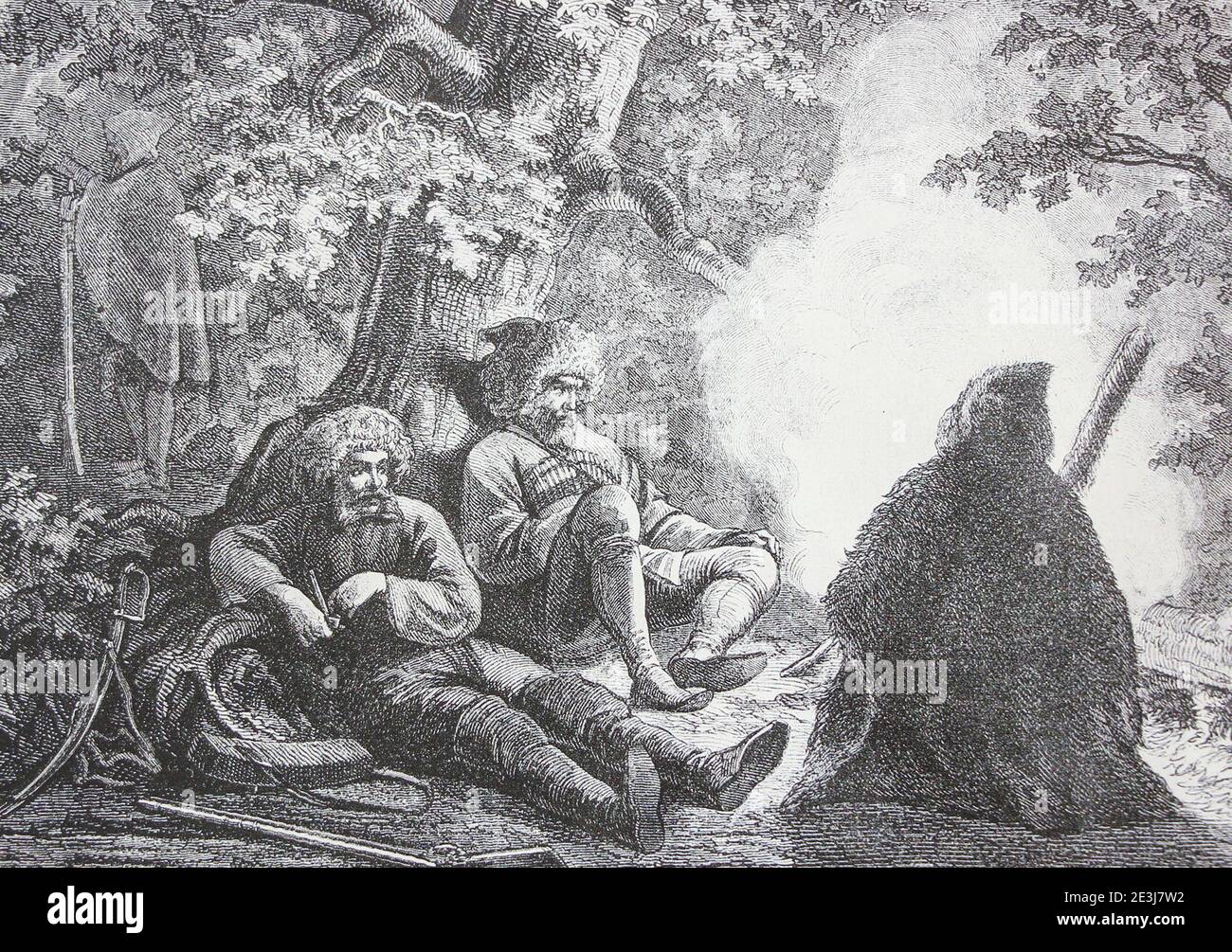 Black Sea scouts in Caucasus. Engraving of 1860s. Stock Photo