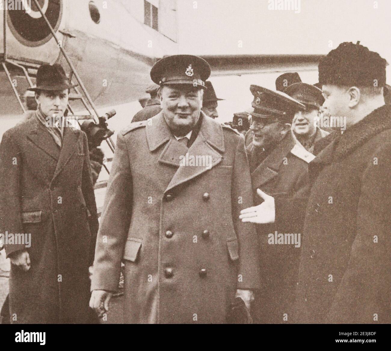 Molotov V. M. meet Winston Churchill at the Saki military airfield in Crimea on February 3, 1945. Stock Photo