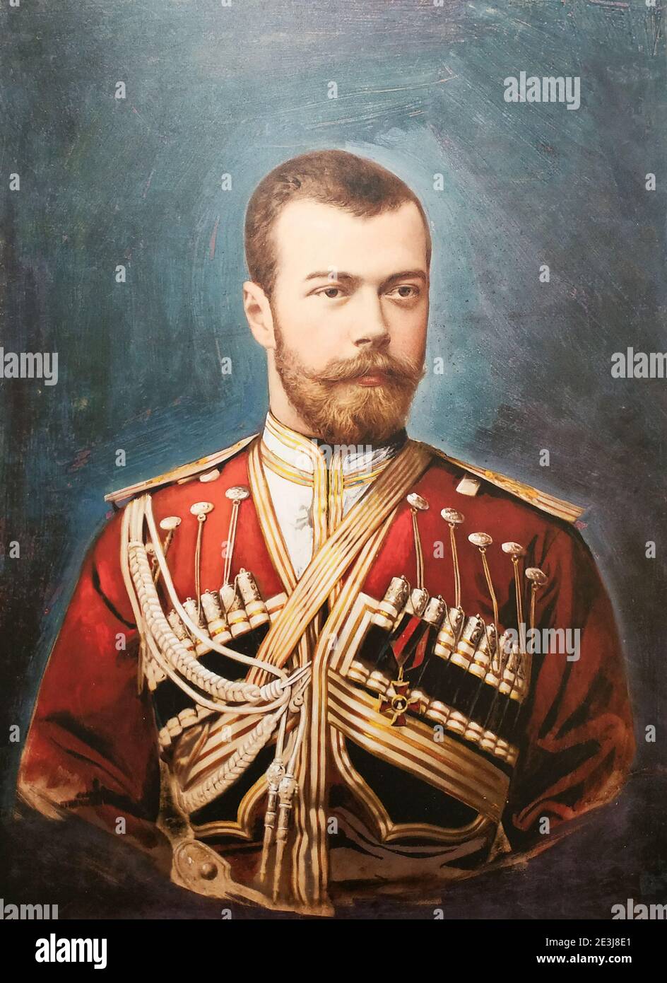 Portrait of the Russian Emperor Nicholas II in the uniform of an officer of His Imperial Majesty's own convoy. Portrait of 1895. Stock Photo