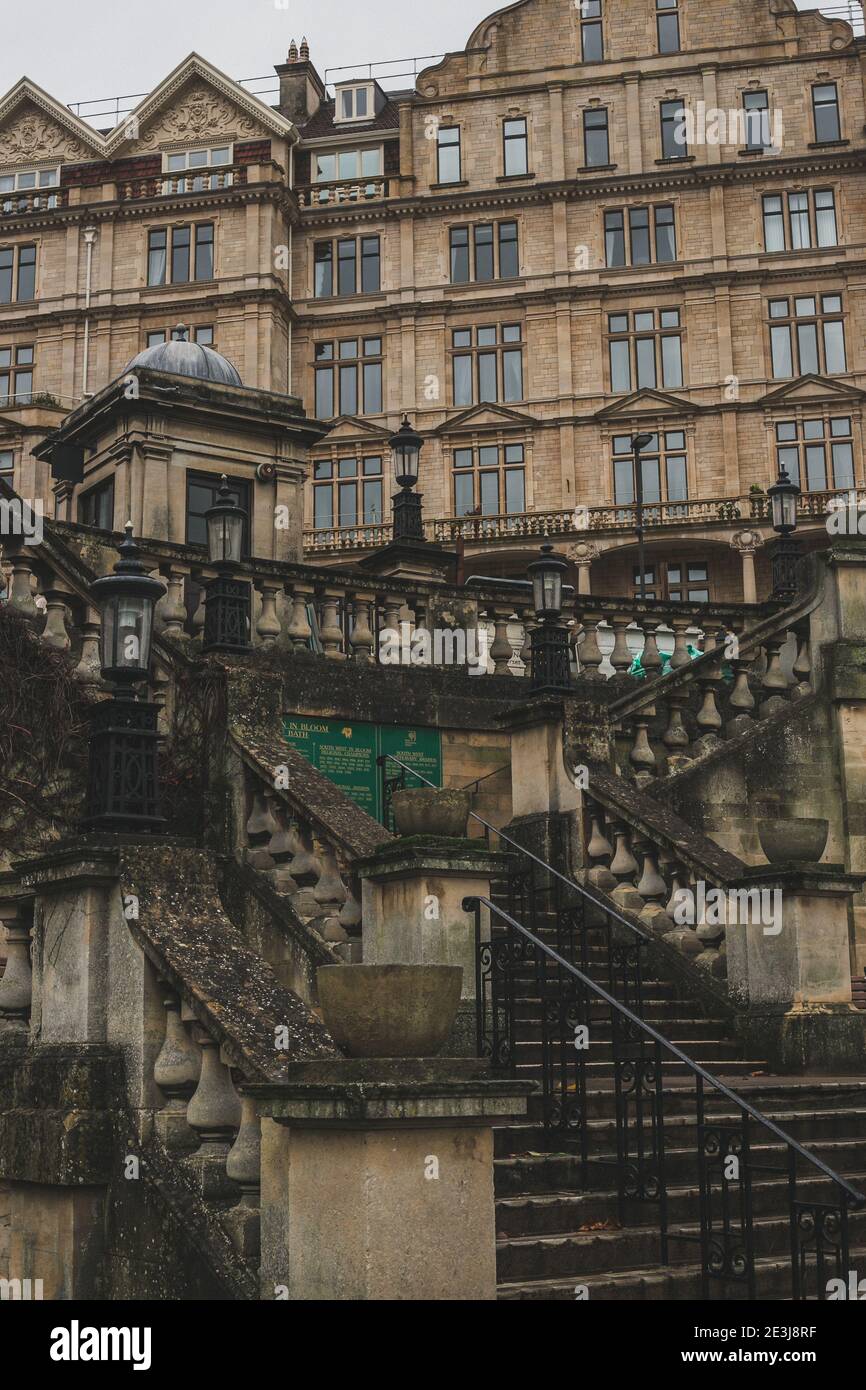 Staircase at Parade Gardens in Bath, Somerset, England, UK. Stock Photo