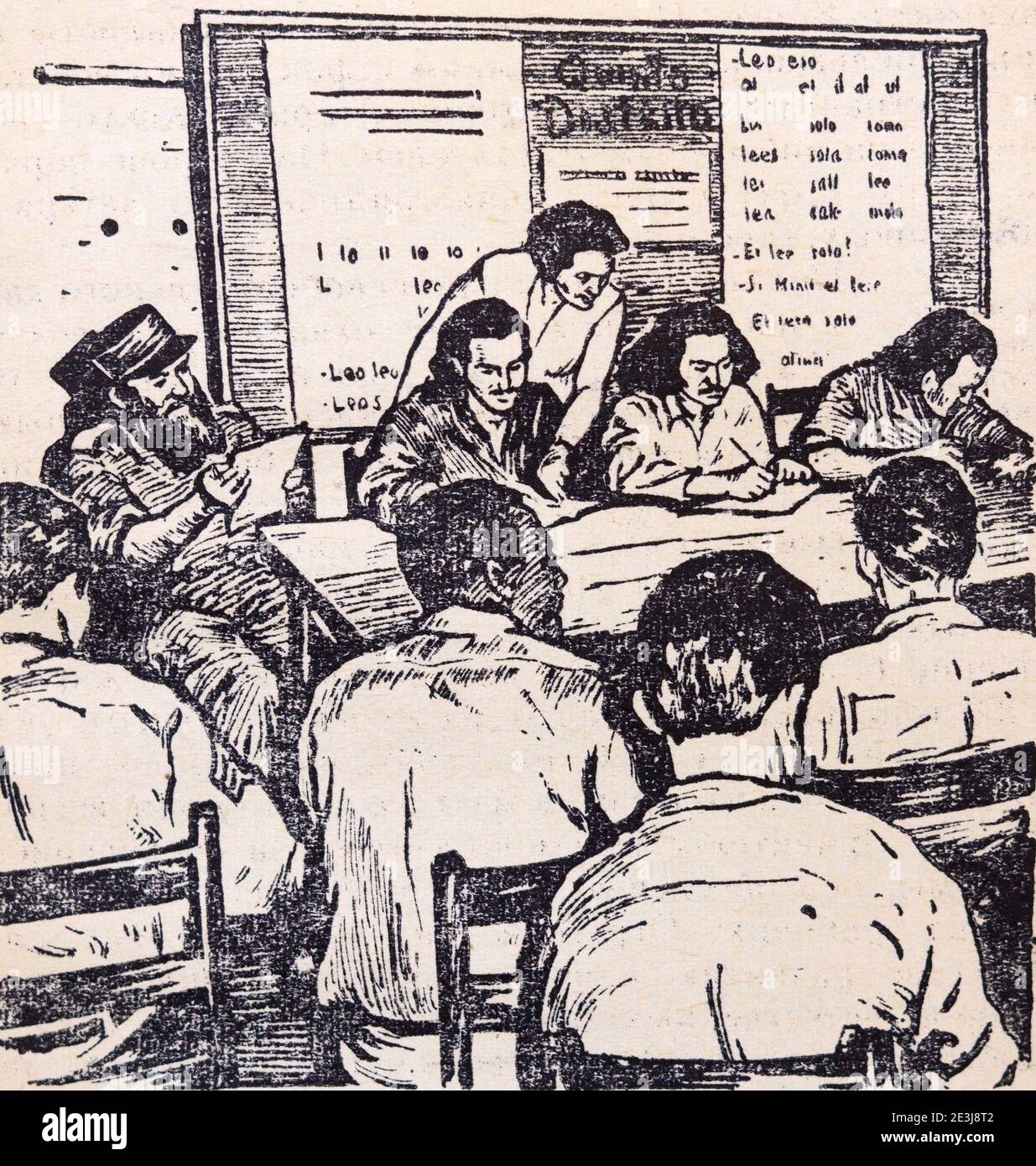 Workers and peasants in Cuba eradicate illiteracy. Stock Photo