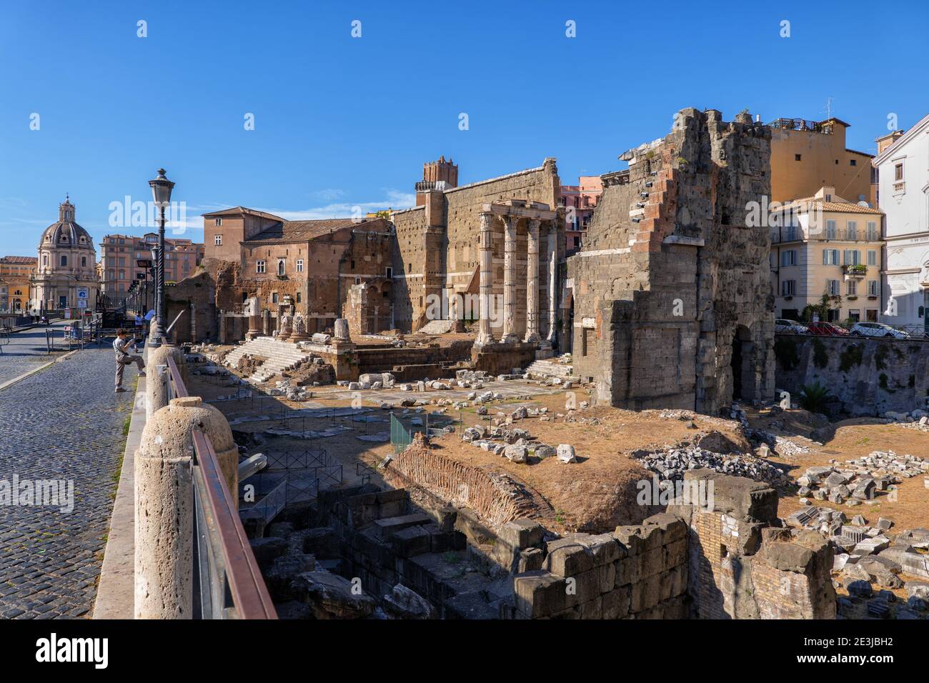 Ancient city of Rome in Italy, Forum Augustus (Forum Augustum) and Trajan Forum (Forum Traiani) ruins. Stock Photo