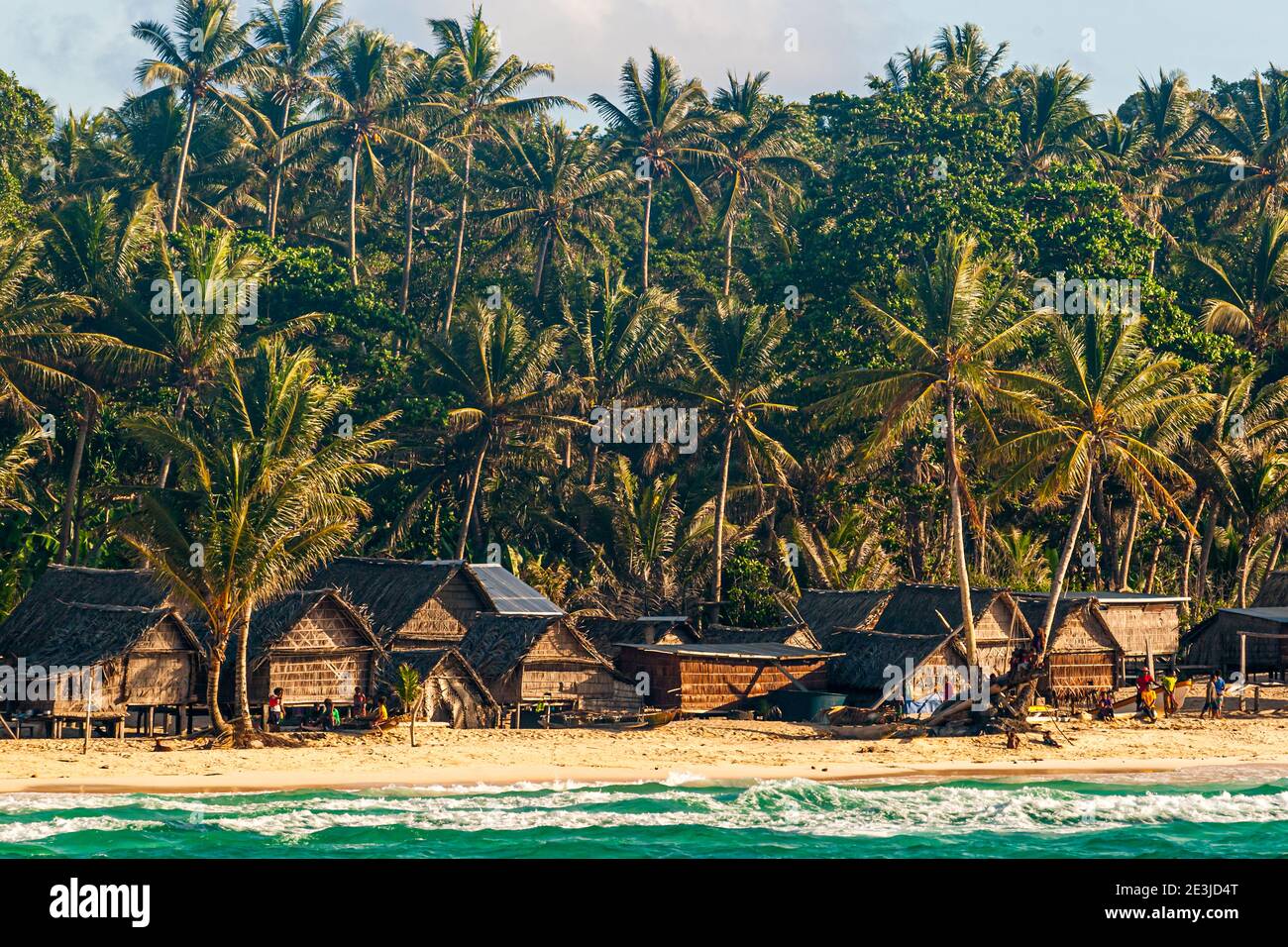 Village on the island beach in Papua New Guinea Stock Photo