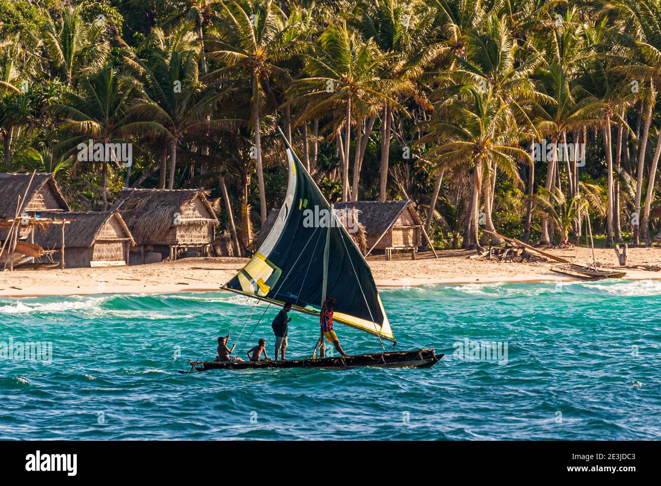 Polynesian style sailing on a Proa (multihull outrigger sailboat) in