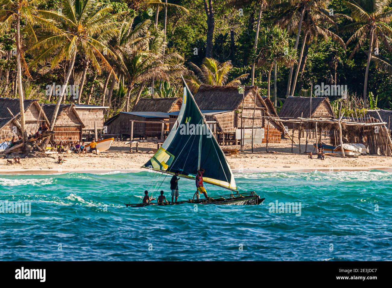 Polynesian style sailing on a Proa (multihull outrigger sailboat) in