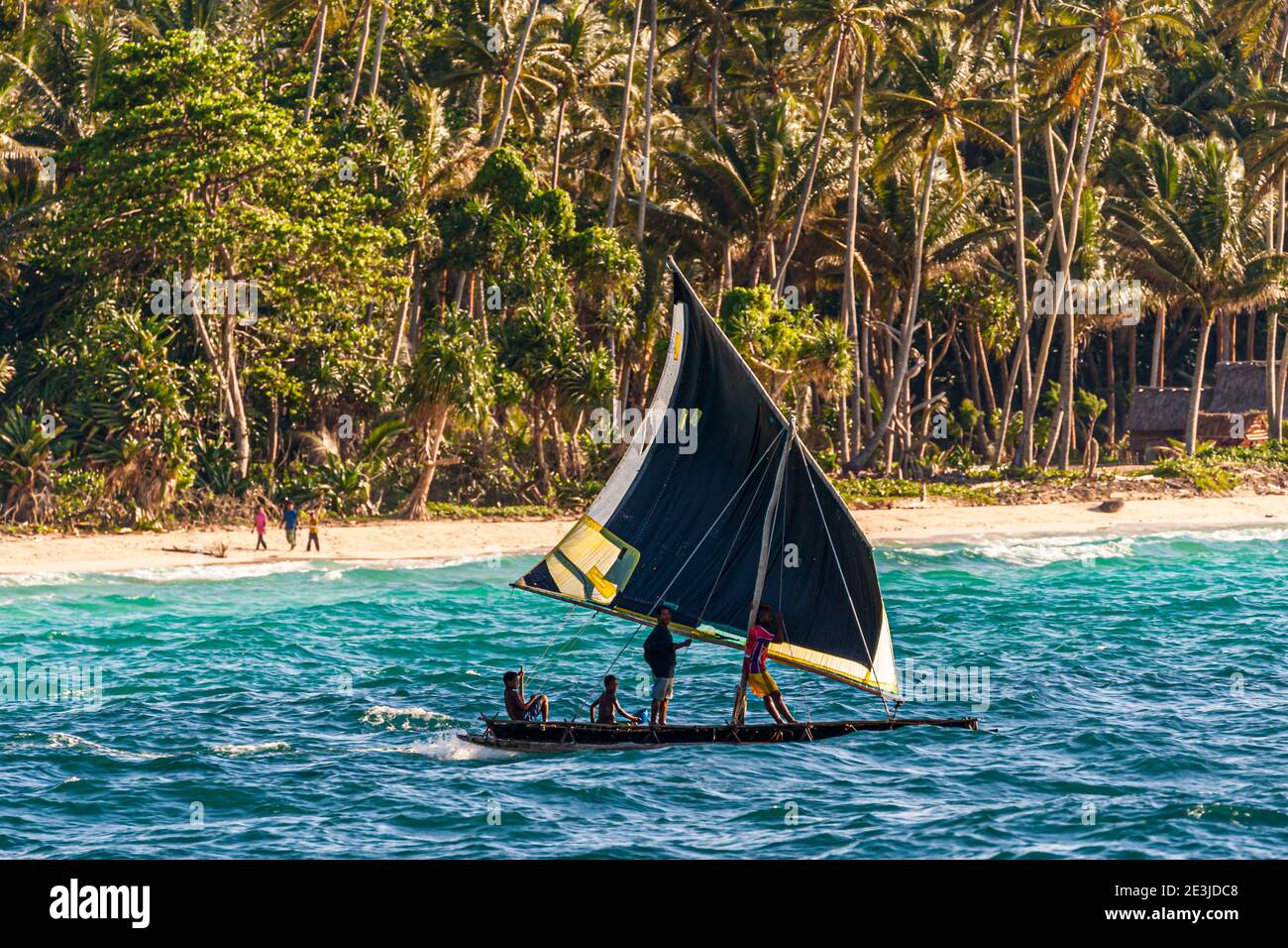 Polynesian style sailing on a Proa (multihull outrigger sailboat) in
