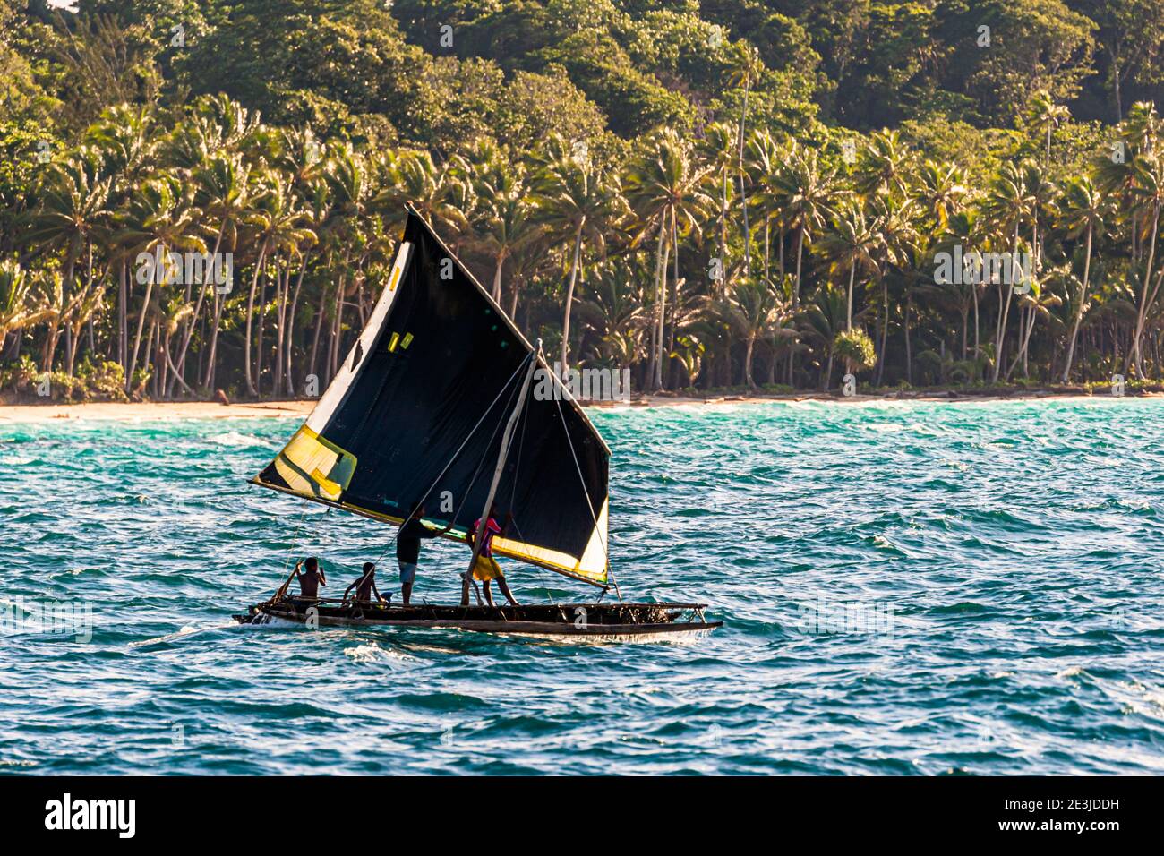 Polynesian style sailing on a Proa (multihull outrigger sailboat) in