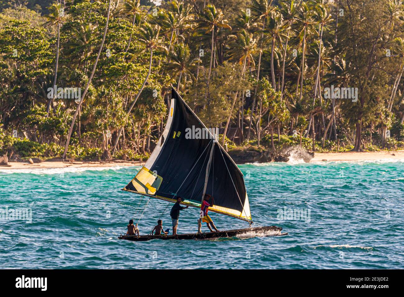Polynesian style sailing on a Proa (multihull outrigger sailboat) in