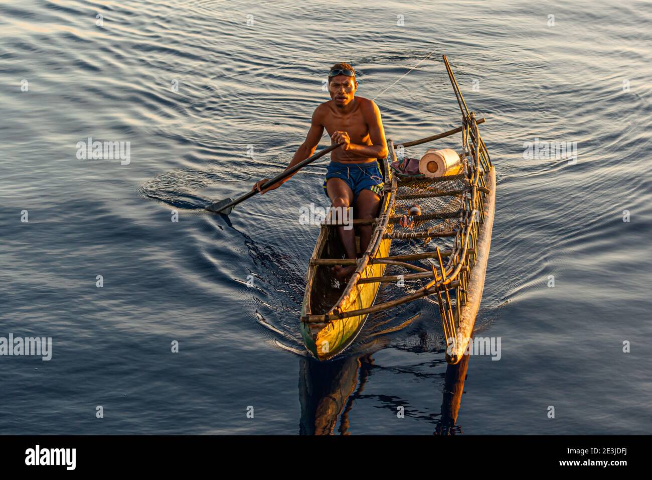 Outrigger Canoe at Yanaba Island, Papua New Guinea Stock Photo