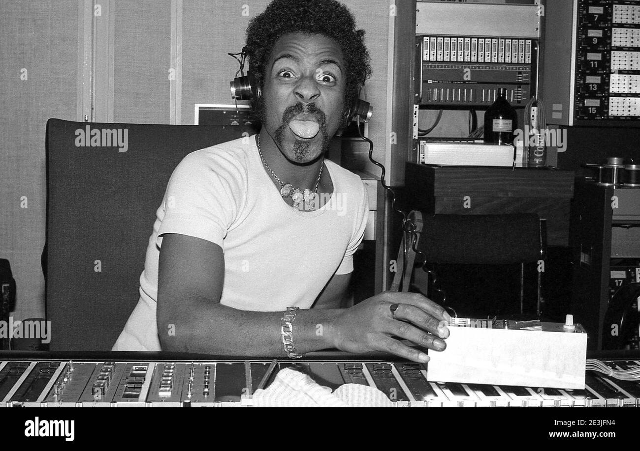 Chris Amoo of the The Real Thing. Recording their album '4 out of 8' at Scorpion Studios London UK 1977 Stock Photo