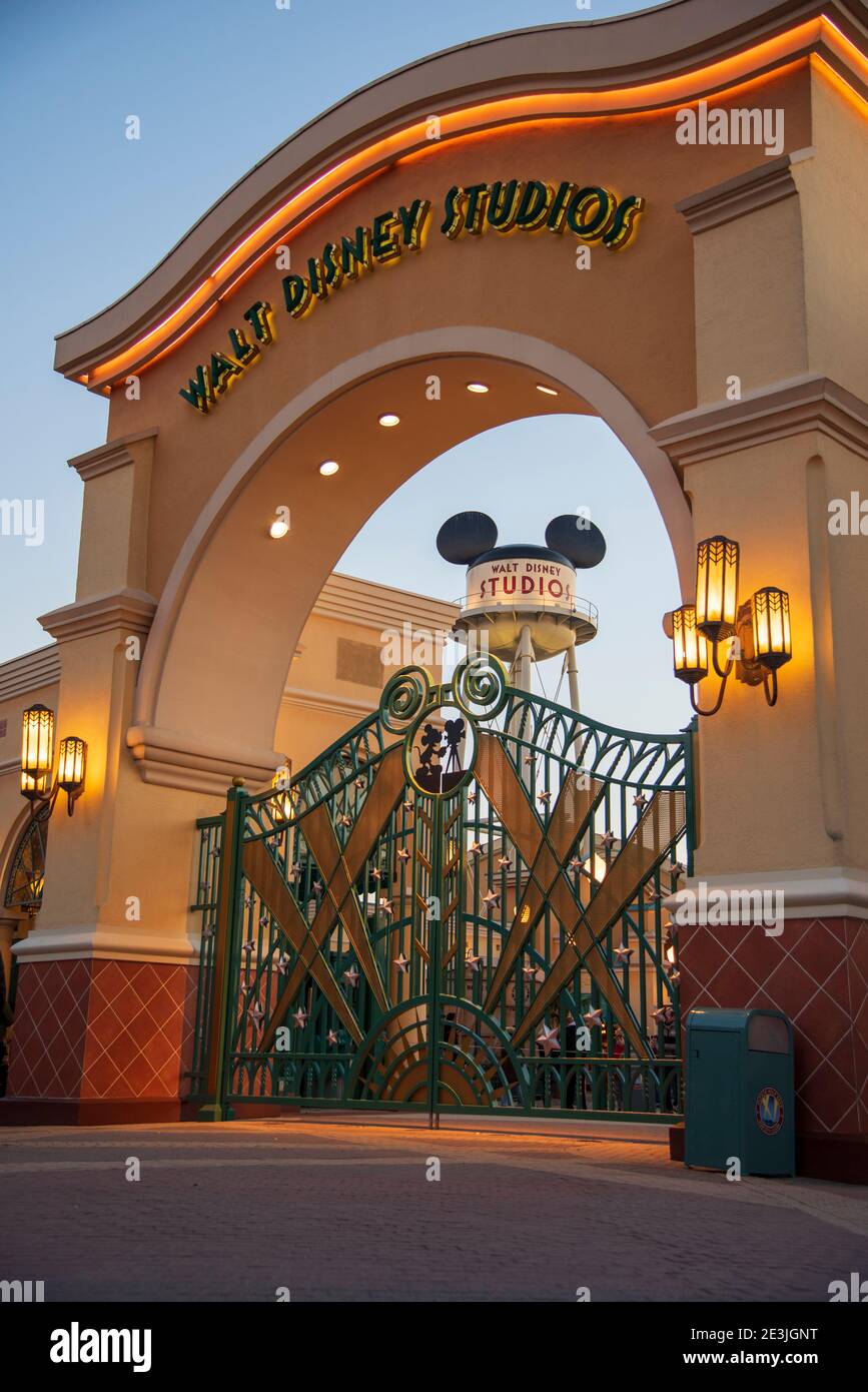 The front gates of Disney Studios at Disneyland Paris Stock Photo Alamy