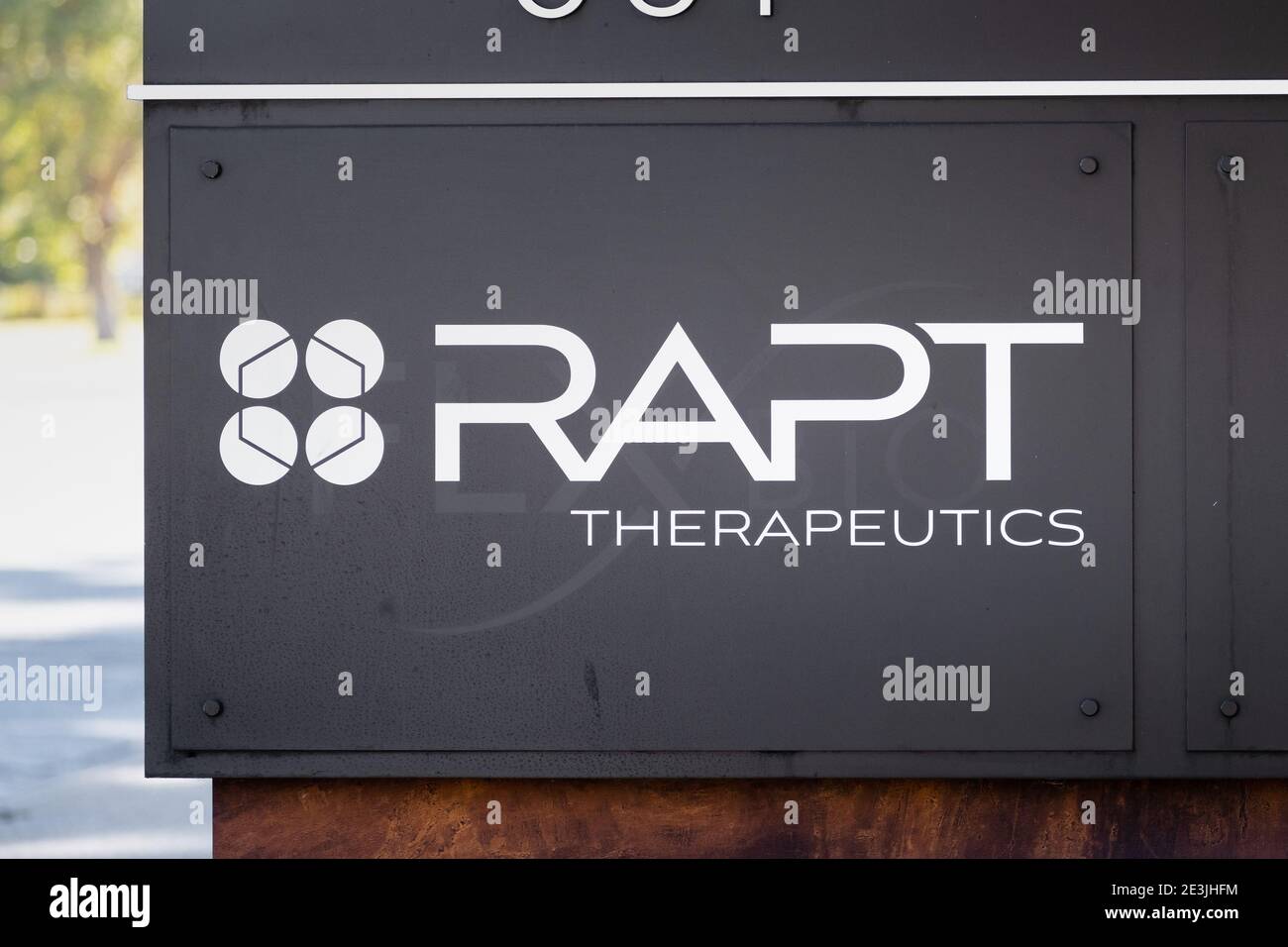 Sep 21, 2020 South San Francisco / CA / USA - RAPT sign at their headquarters in Silicon Valley; RAPT Therapeutics, Inc. is a clinical-stage immunolog Stock Photo