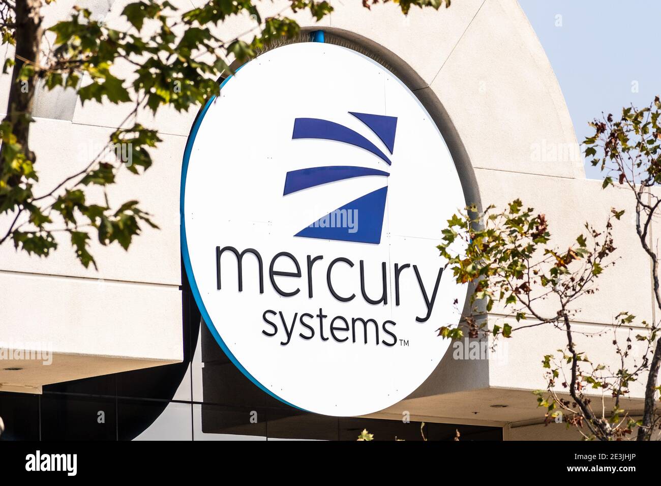 Sep 17, 2020 Fremont / CA / USA - Mercury Systems logo at their headquarters in Silicon Valley; Mercury Systems, Inc. is an American multinational aer Stock Photo