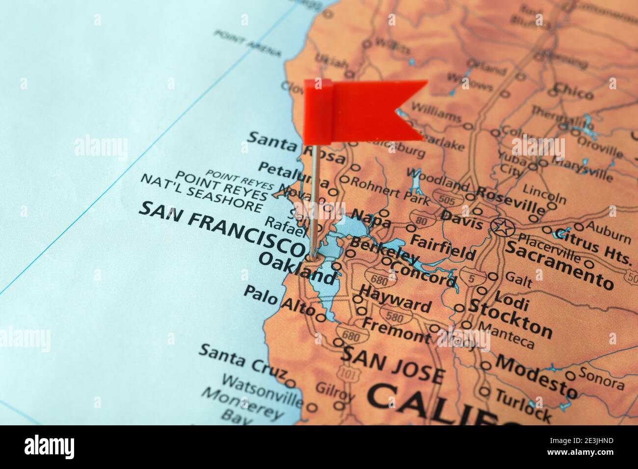 San Francisco and California on the USA map. Travel in the USA Stock Photo