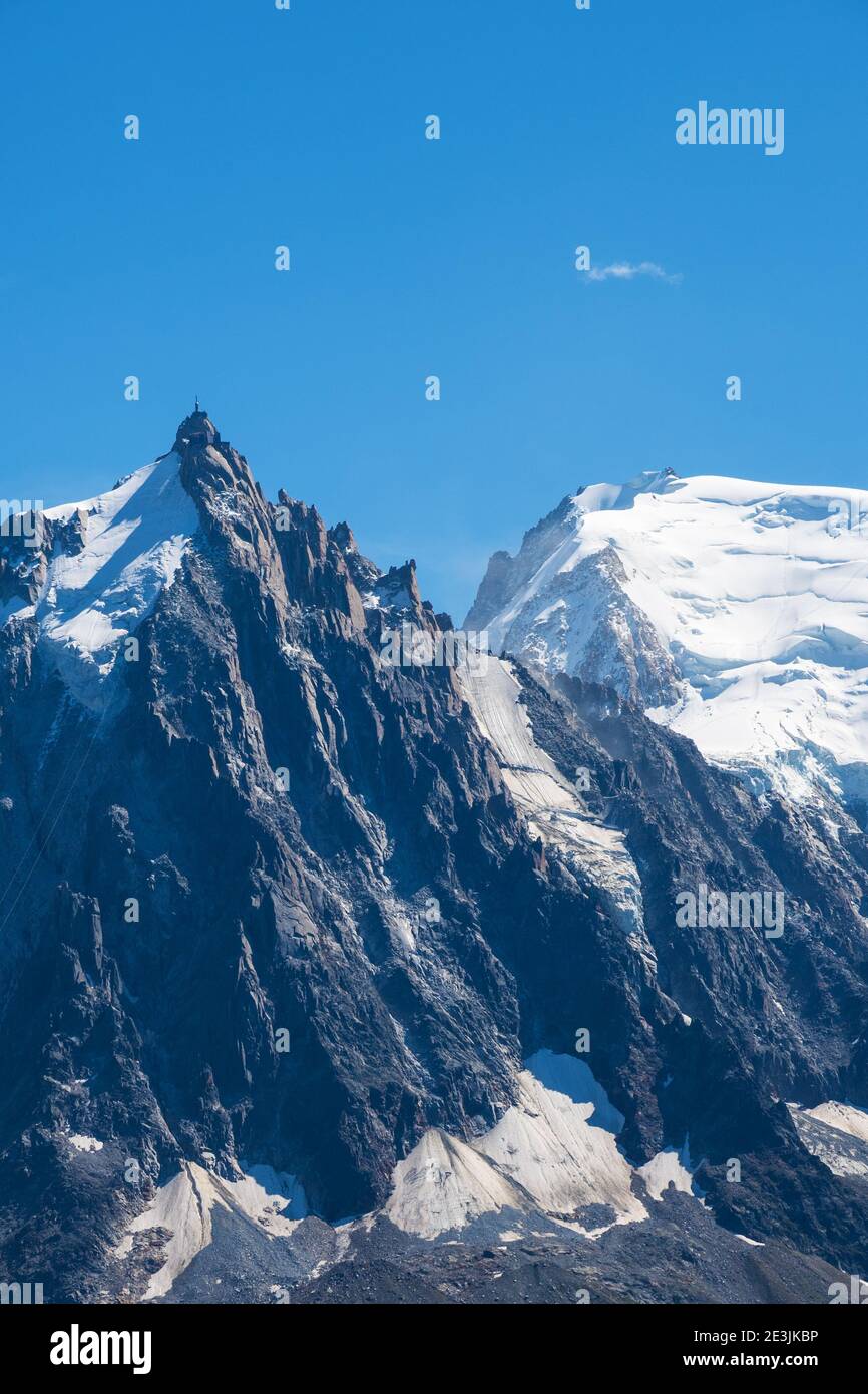 View of Aiguille du Midi in Mont Blanc massif within the French Alps in ...