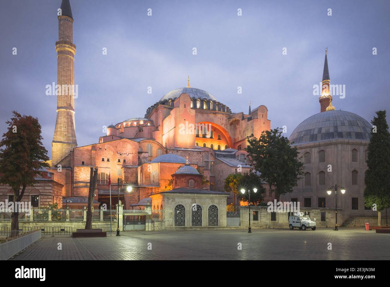 A pre-sunrise view from Sultanahmet Park in Istanbul, Turkey of the ...