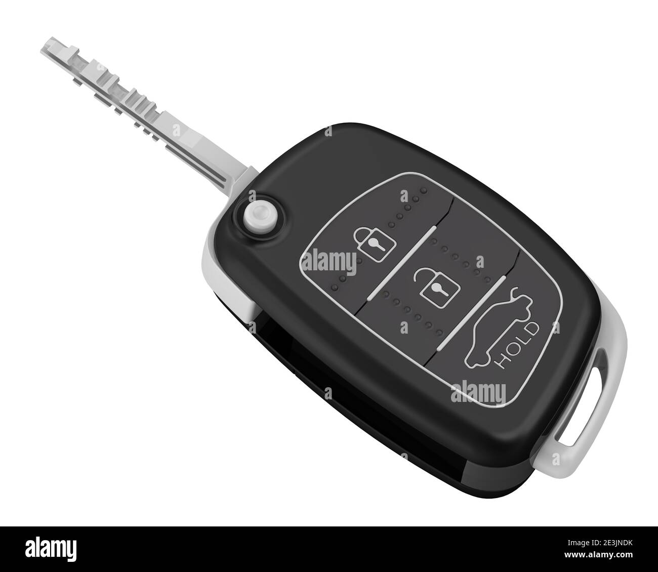 Ignition key of the car in the open position. Isolated. 3D illustration