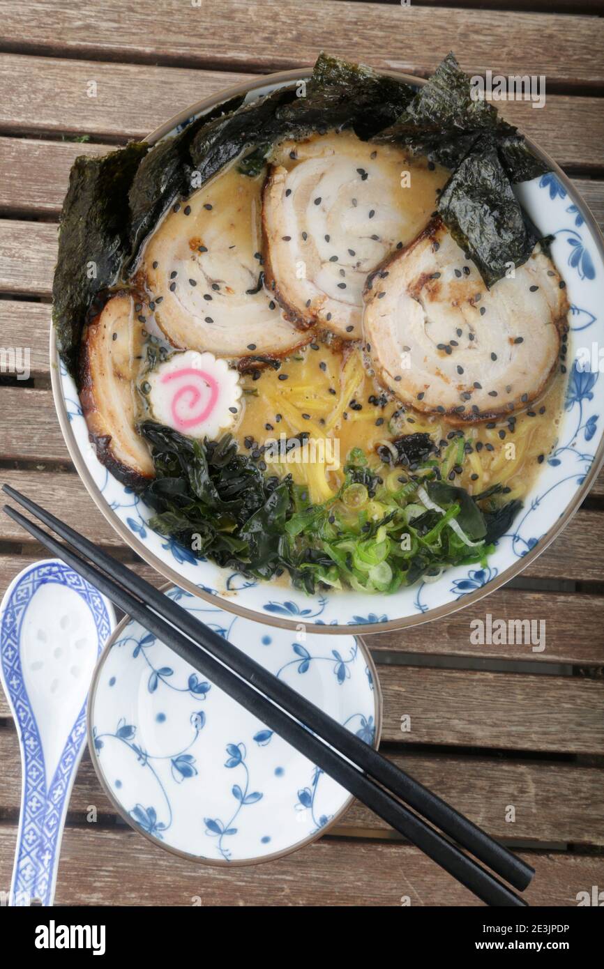 typical japan soup known as ramen Stock Photo