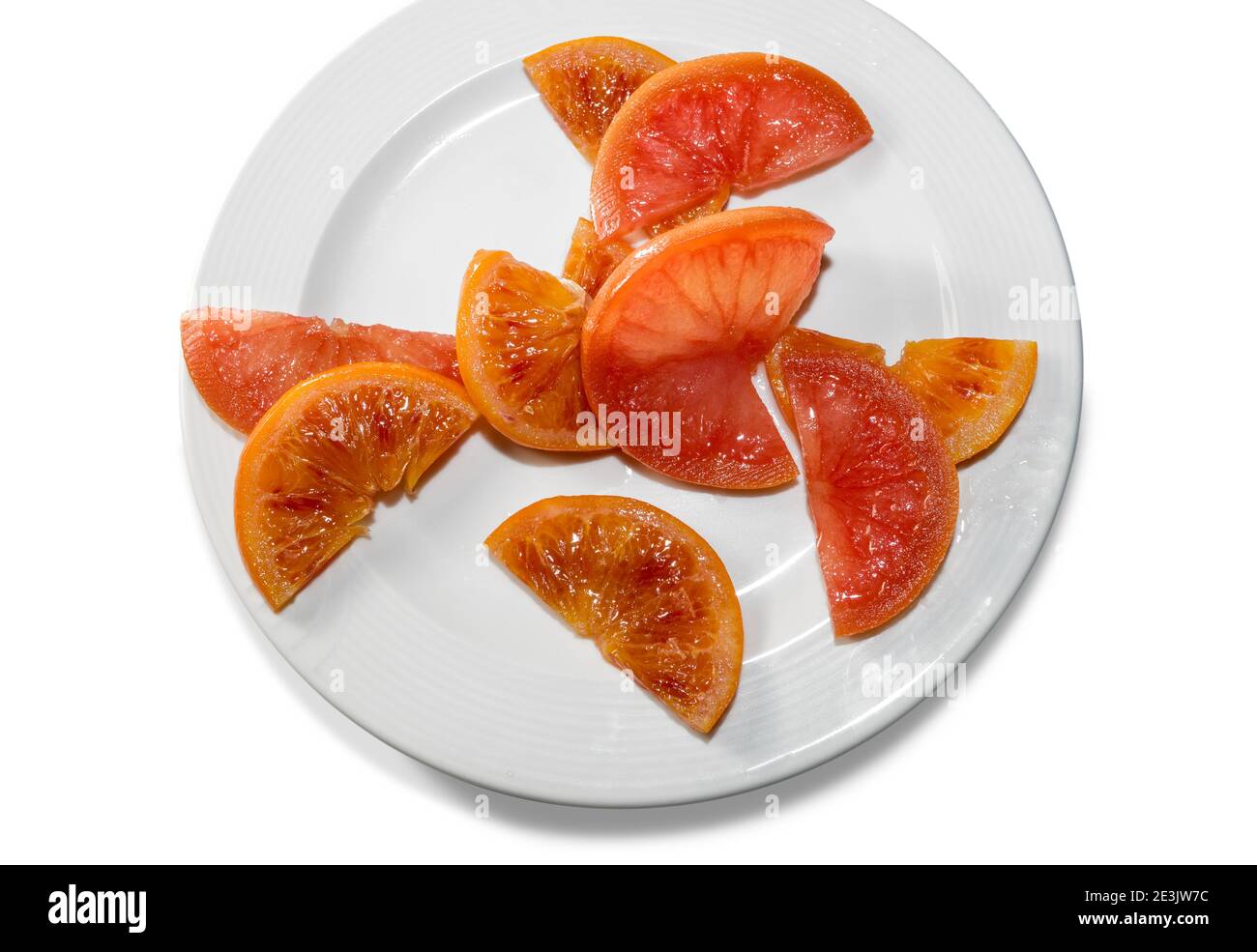 fruit orange slices cooked with sous vide cooking in vacuum sealed, in  white dish isolated on white background, top view Stock Photo - Alamy