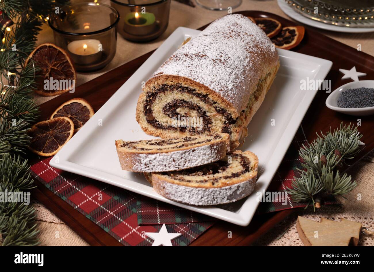 Polish Christmas cake with poppy seeds Makowiec. Homemade baking