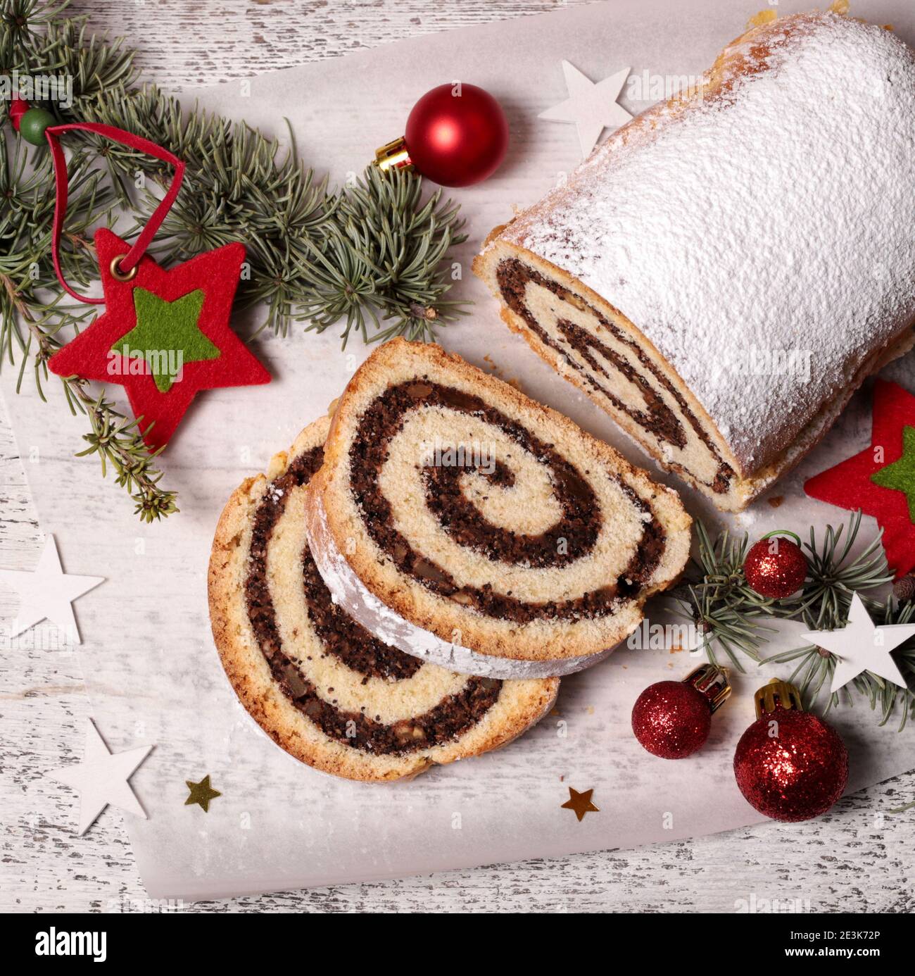 Polish Christmas cake with poppy seeds Makowiec. Homemade baking