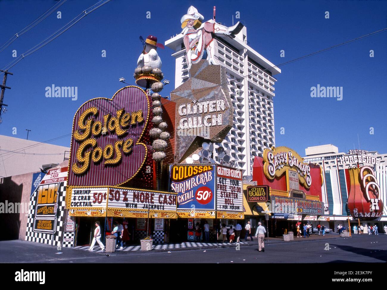 Classic Cowgirl neon sign at Glitter Gulch on Fremont Street in Downtown Las Vegas, Nevada Stock Photo