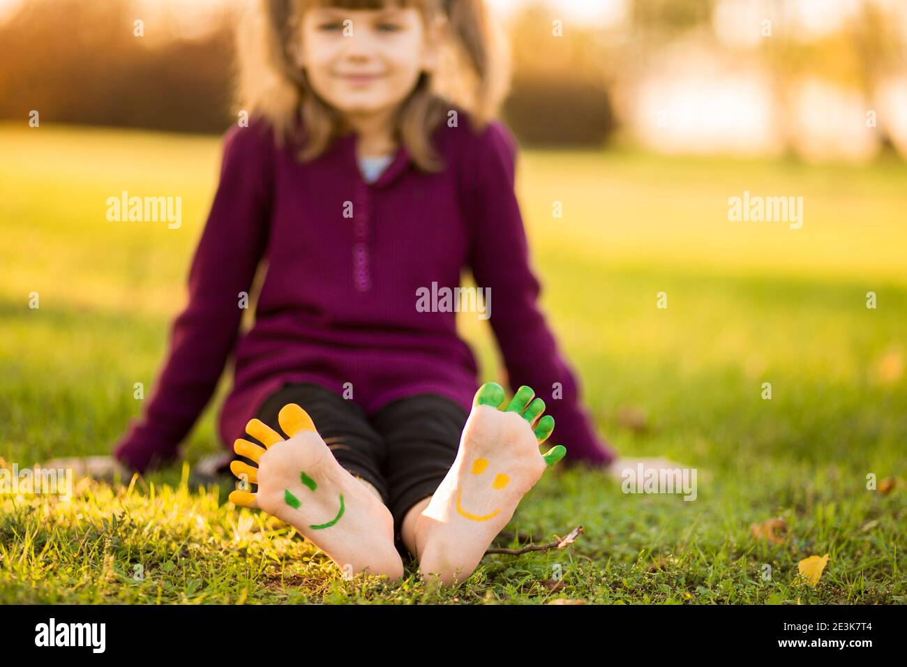 Kids Five Fingers On Green Grass Stock Photo 2244762075