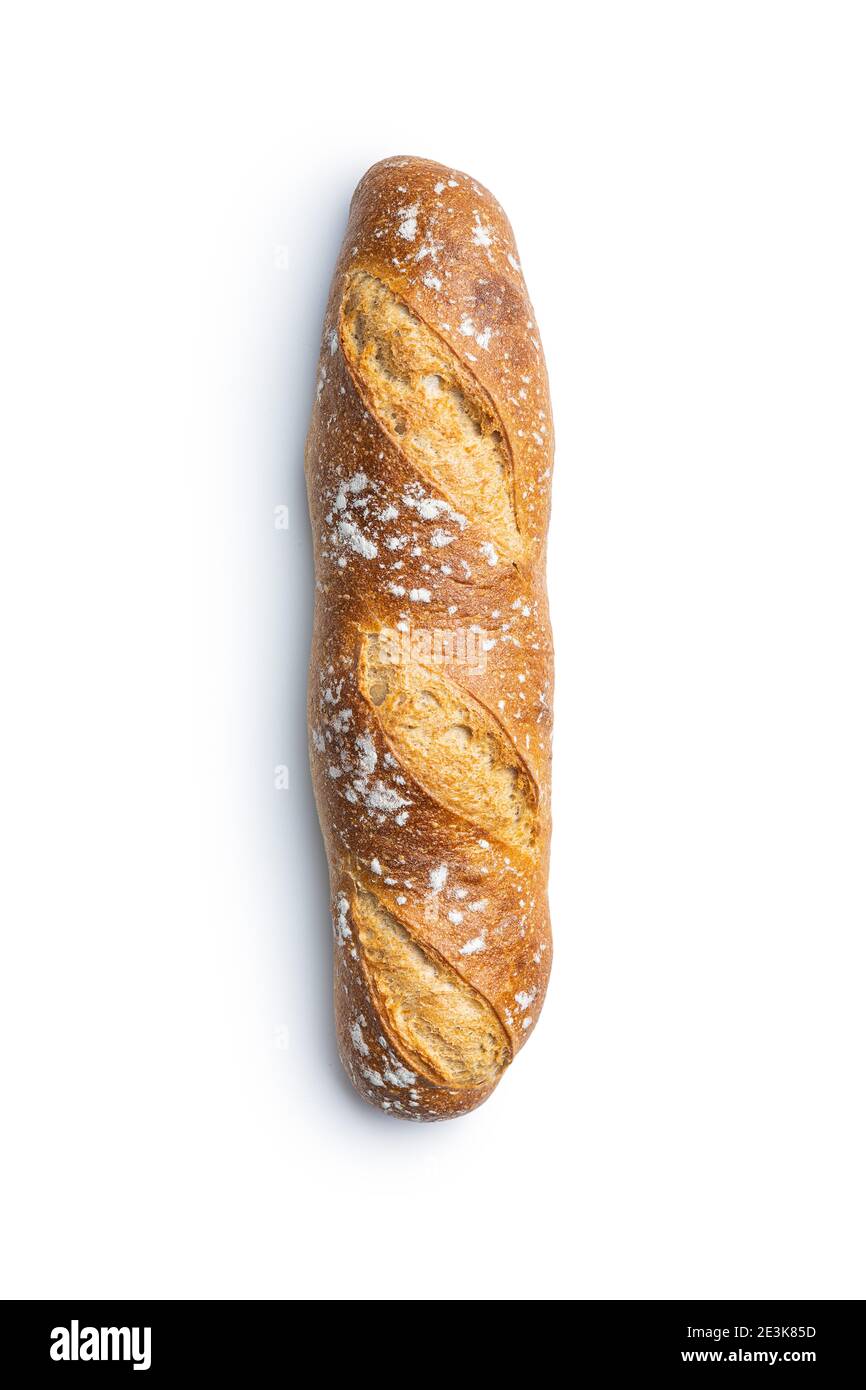 Crispy fresh baguette isolated on white background Stock Photo - Alamy