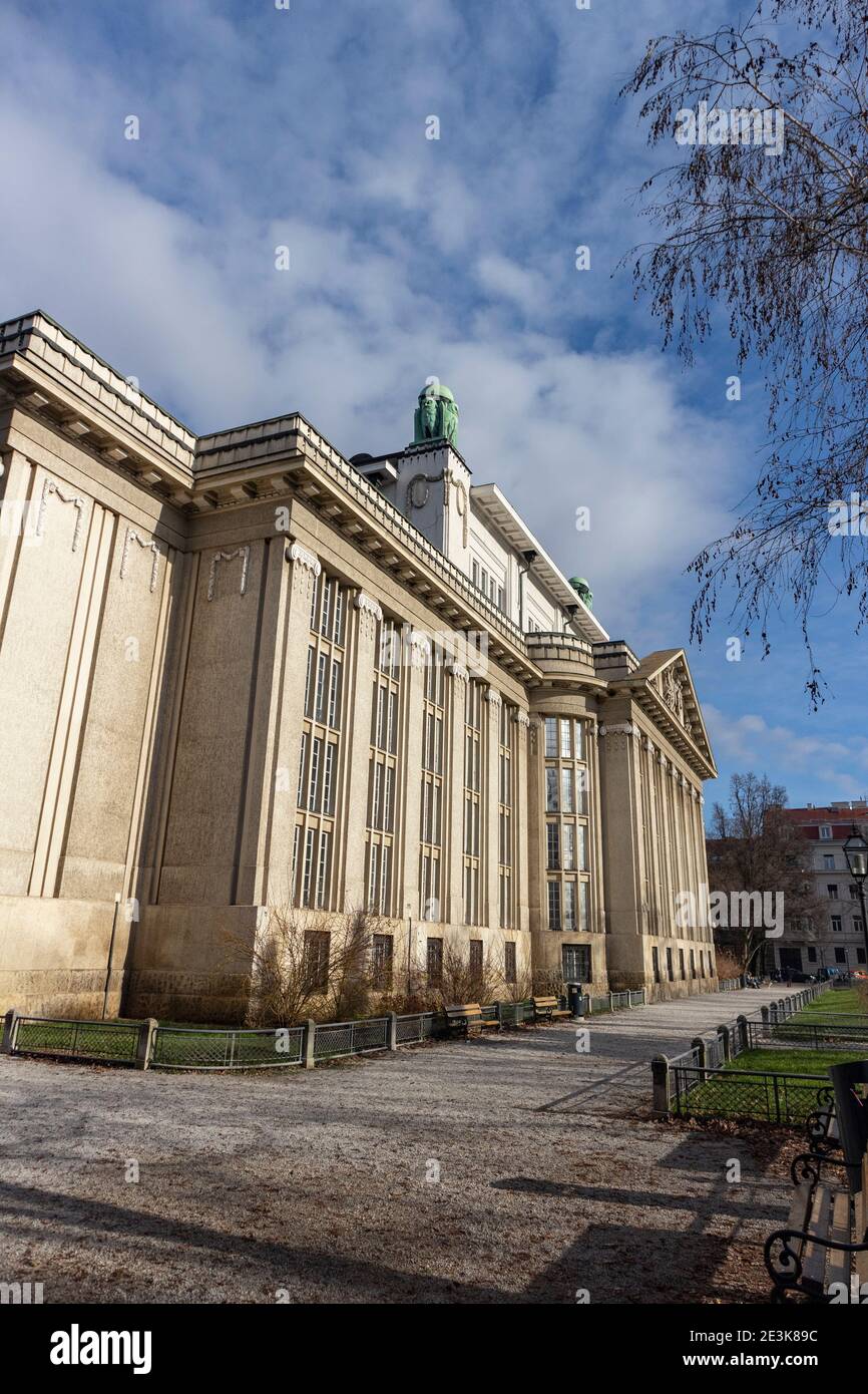 Zagreb, Croatia-January 1st, 2021: Famous Croatian state archives building, former student library building, one of the most famous and beautiful Zagr Stock Photo