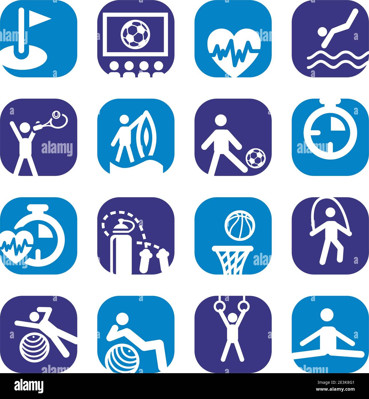 Elegant Colorful Fitness Icons Set Created For Mobile, Web And Applications. Stock Vector