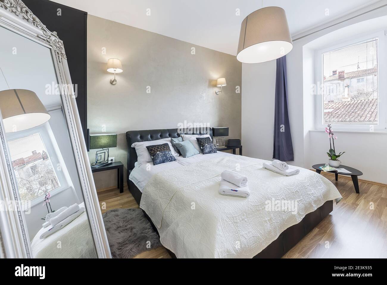 interior of modern luxury bedroom accommodation Stock Photo