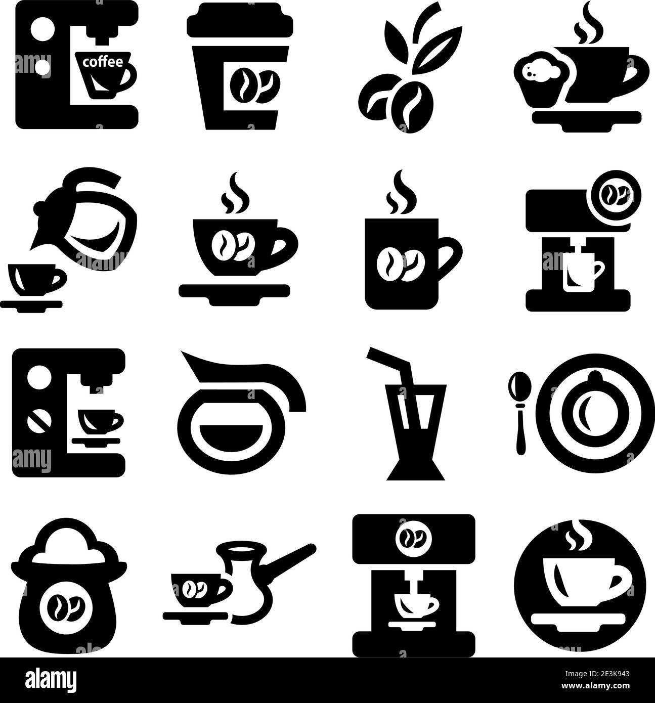 Elegant Coffee Icons Set Created For Mobile, Web And Applications. Stock Vector