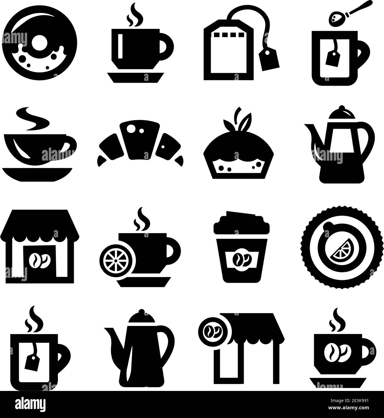 Elegant Coffee And Tea Icons Set Created For Mobile, Web And Applications. Stock Vector