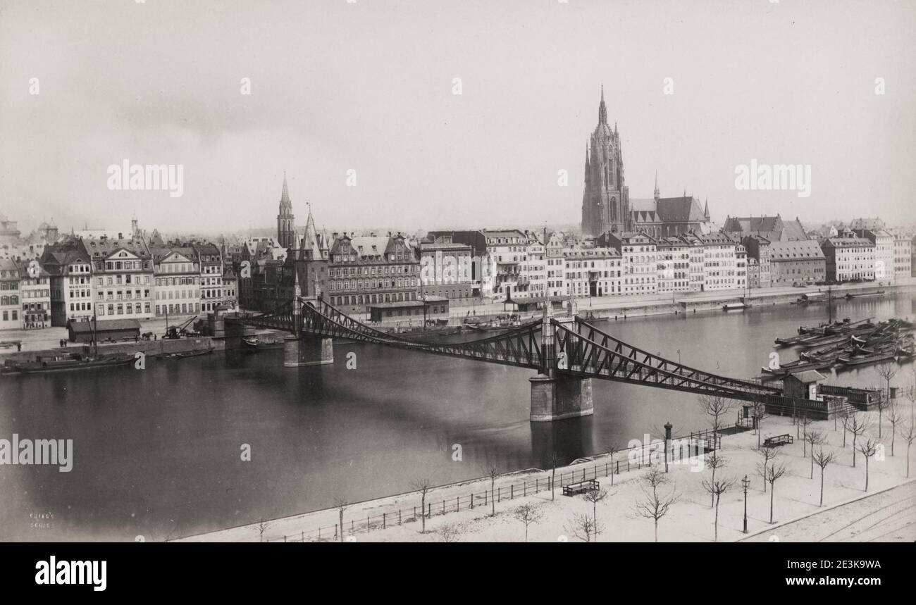 19th century vintage photograph: Frankfurt, Germany, River Main Stock ...