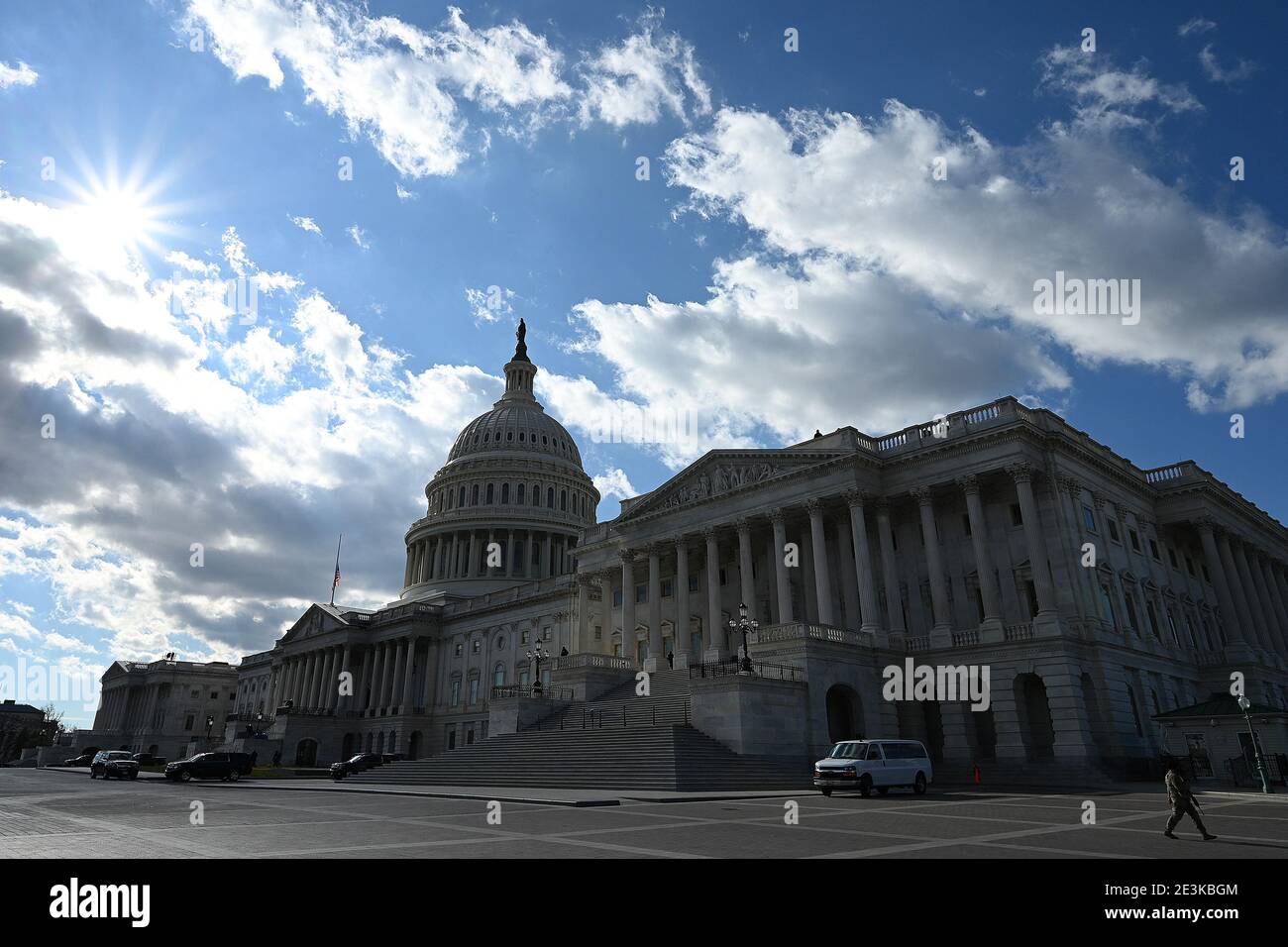 Washington, USA. 19th Jan, 2021. A view of the Capitol Hill steps the day before President-elect Joe Biden is sworn in as the 46th President of the United States, Washington, DC, January 19, 2021. (Photo by Anthony Behar/Sipa USA) Credit: Sipa USA/Alamy Live News Stock Photo