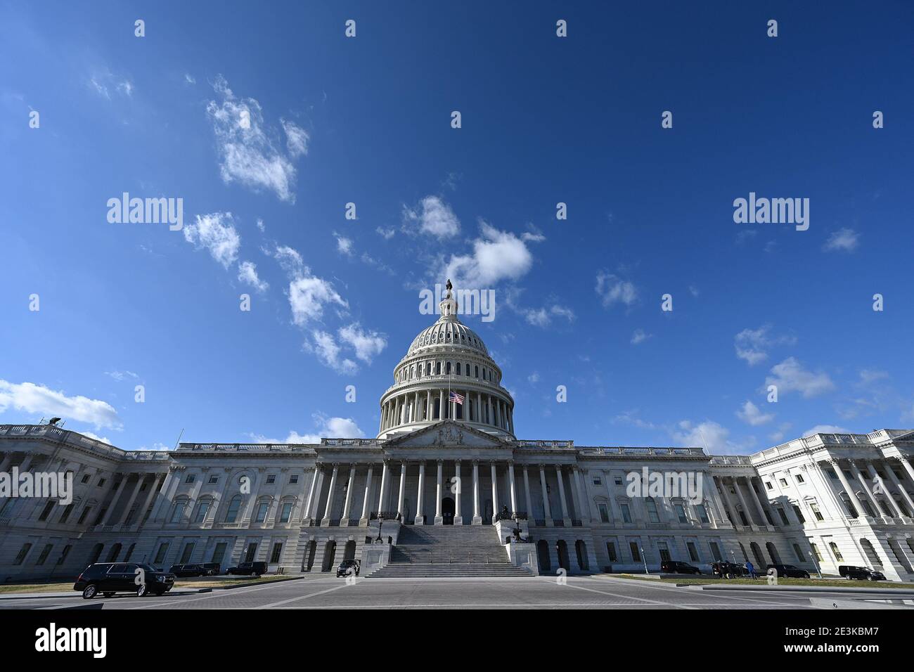 Washington, USA. 19th Jan, 2021. A view of the Capitol Hill steps the day before President-elect Joe Biden is sworn in as the 46th President of the United States, Washington, DC, January 19, 2021. (Photo by Anthony Behar/Sipa USA) Credit: Sipa USA/Alamy Live News Stock Photo