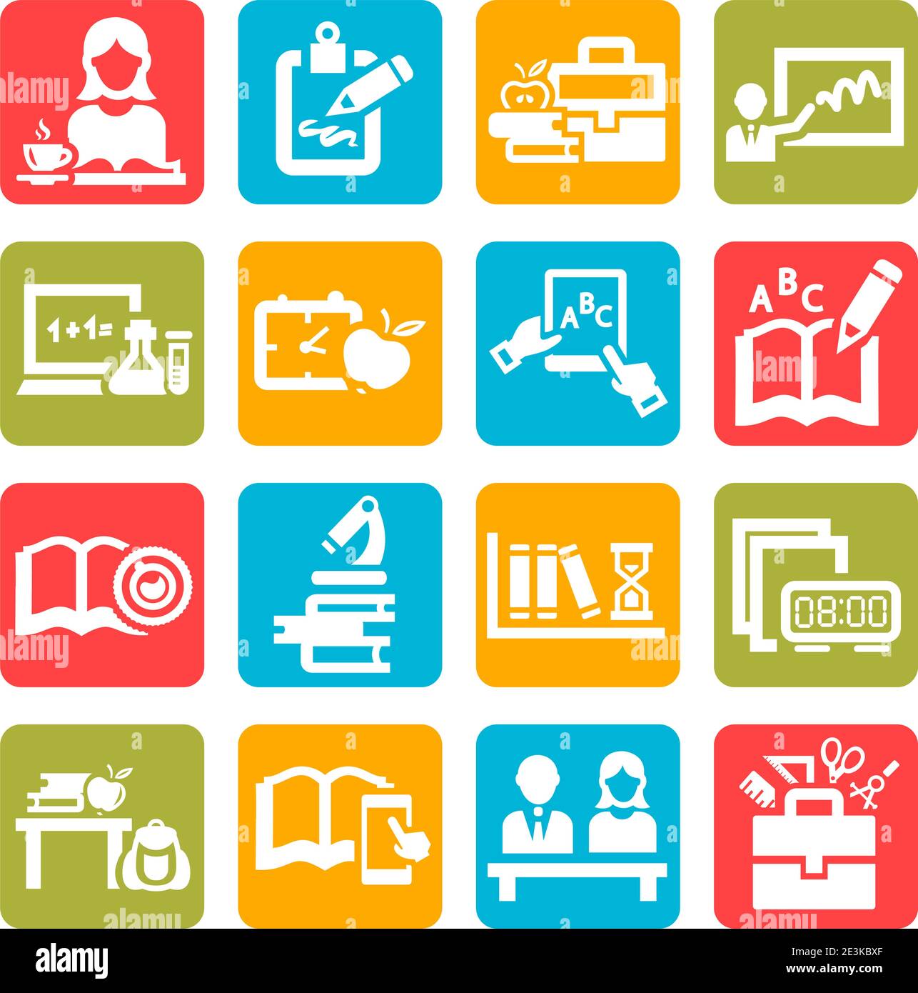 Color Vector Education And School Icons Set Stock Vector Image & Art ...