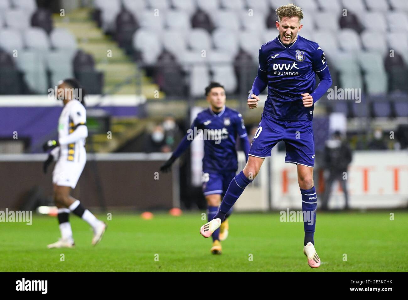 Anderlecht S Michel Vlap Celebrates After Scoring During A Soccer Match Between Rsca Anderlecht And Sporting Charleroi Tuesday 19 January 2021 In And Stock Photo Alamy