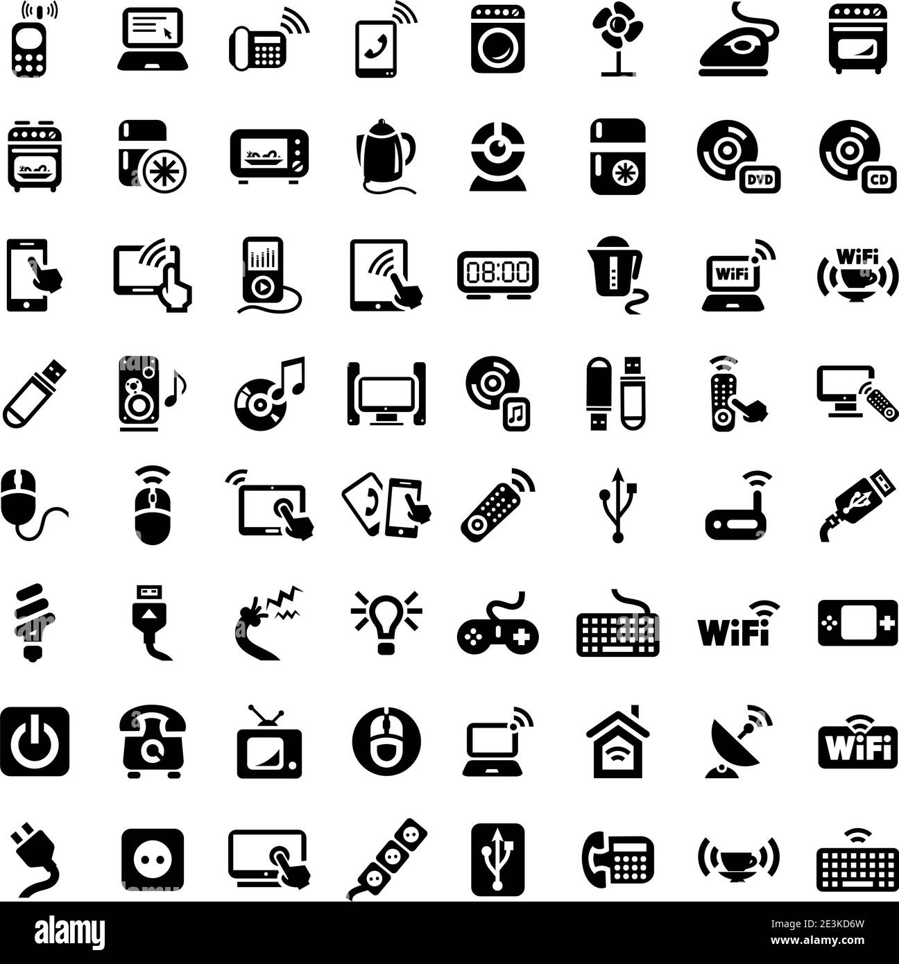 64 Electronic Devices Icons Set for web and mobile. All elements are grouped. Stock Vector
